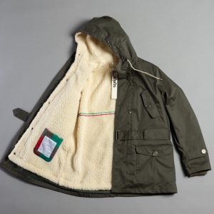 eskimo mini verde militare in tecnogabardina con slavia ecrù