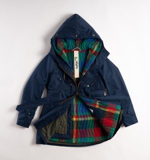 eskimo maxi blu in tecnogabardina con plaid