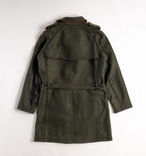 trench doppiopetto verde militare in lana bi bye